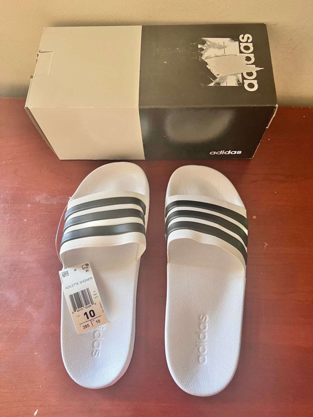 NIB Adidas Adilette Shower Striped Light Weight Slide Sandals Mens Sz  10 Unisex